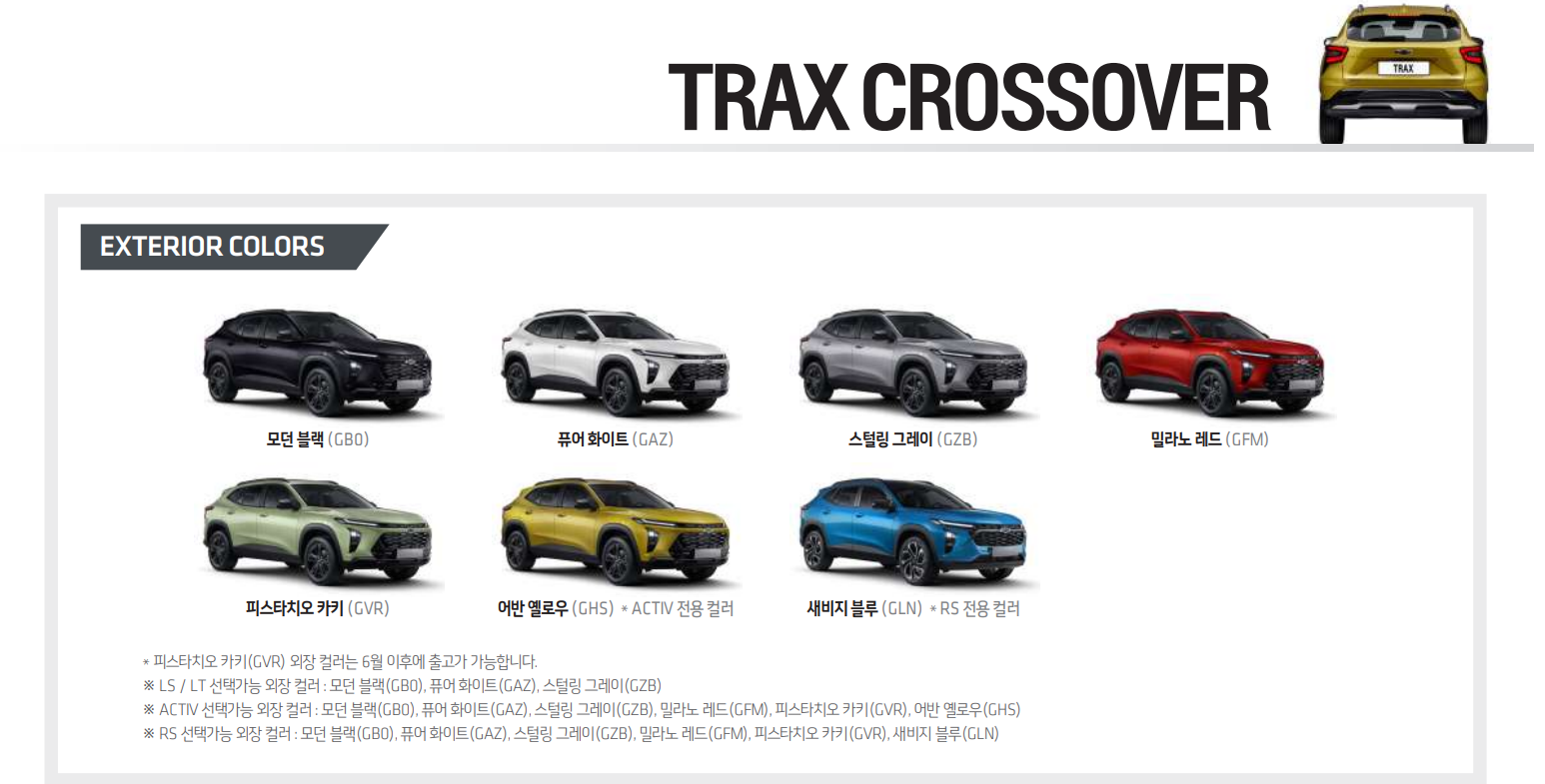 트랙스 크로스오버 외장 컬러 사진