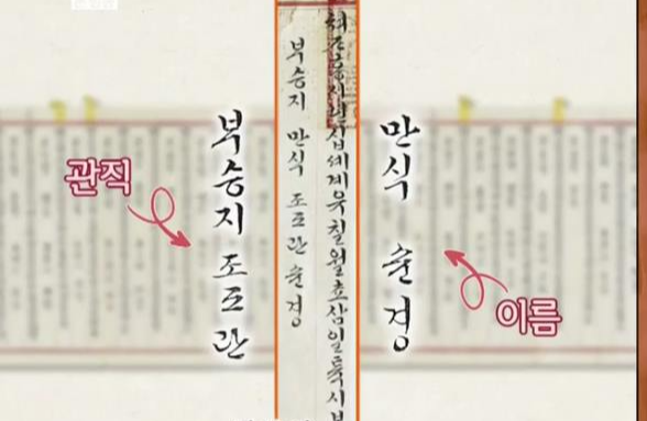 간택단자 내용