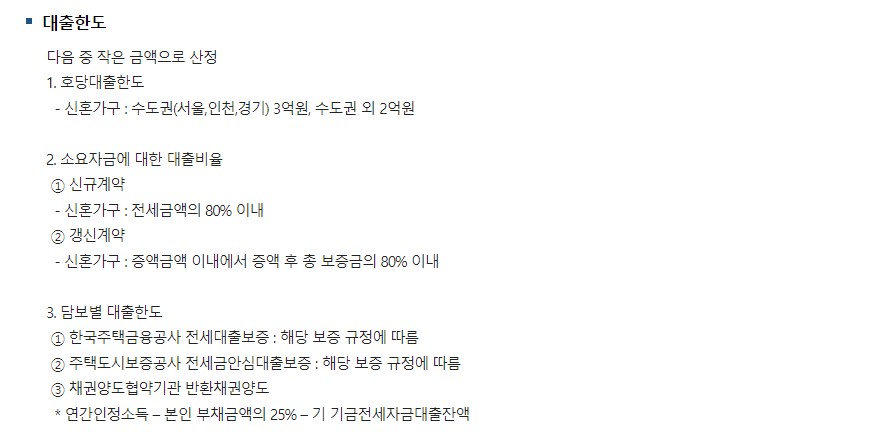 정부지원 신혼부부 전세자금대출 조건 한도 서류