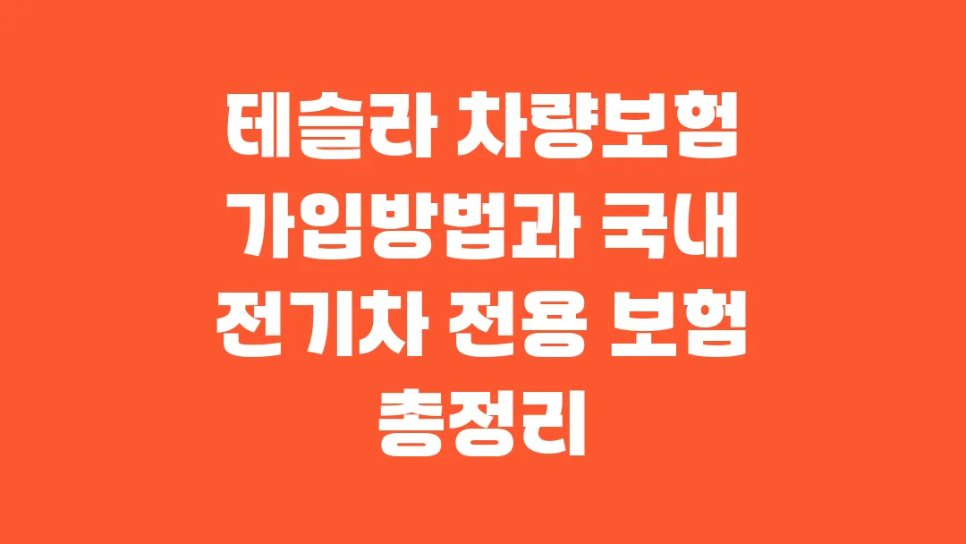 테슬라 차량보험 가입방법과 국내 전기차 전용 보험 총정리