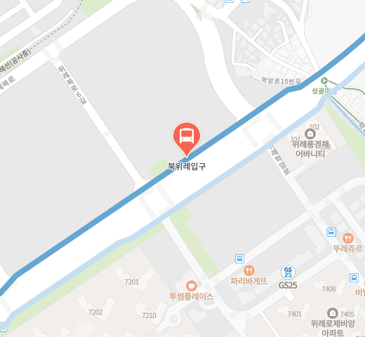 북위례입구에서 인천공항 리무진 공항버스(5500번) 지도 위치