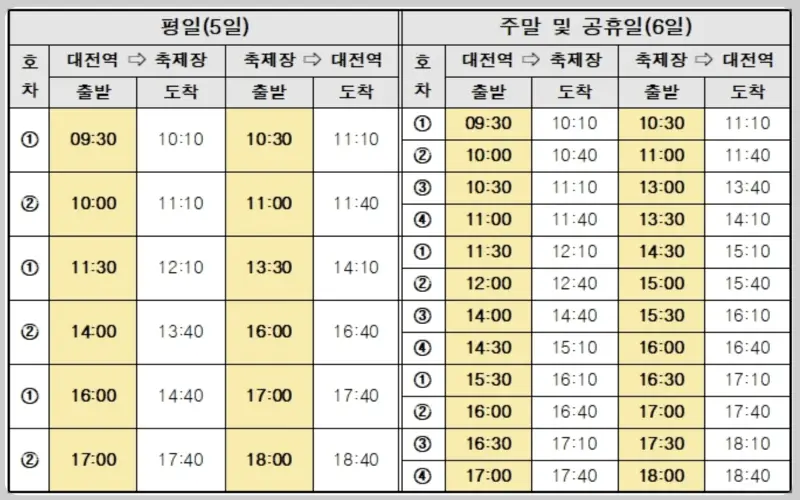 금산 인삼축제 셔틀버스