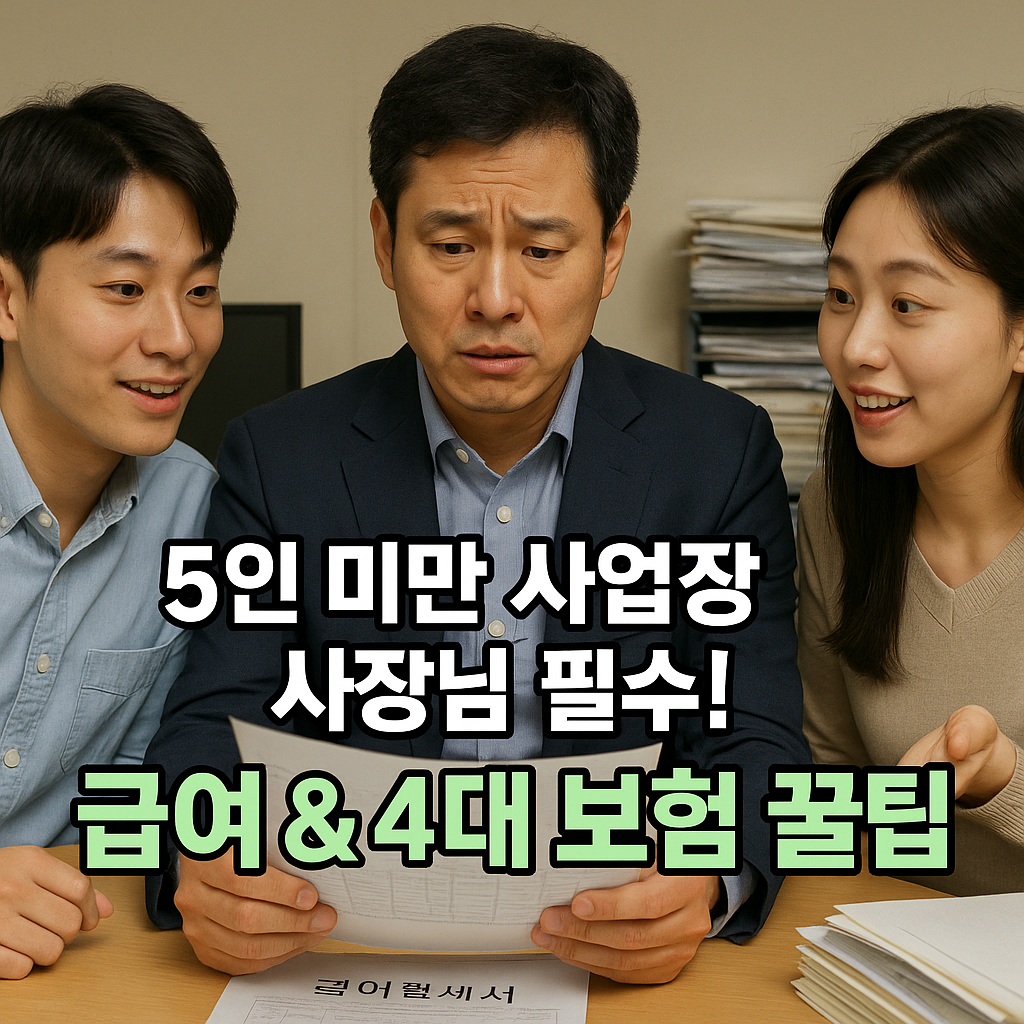 급여와 4대 보험 정보를 확인하는 작은 사무실 풍경