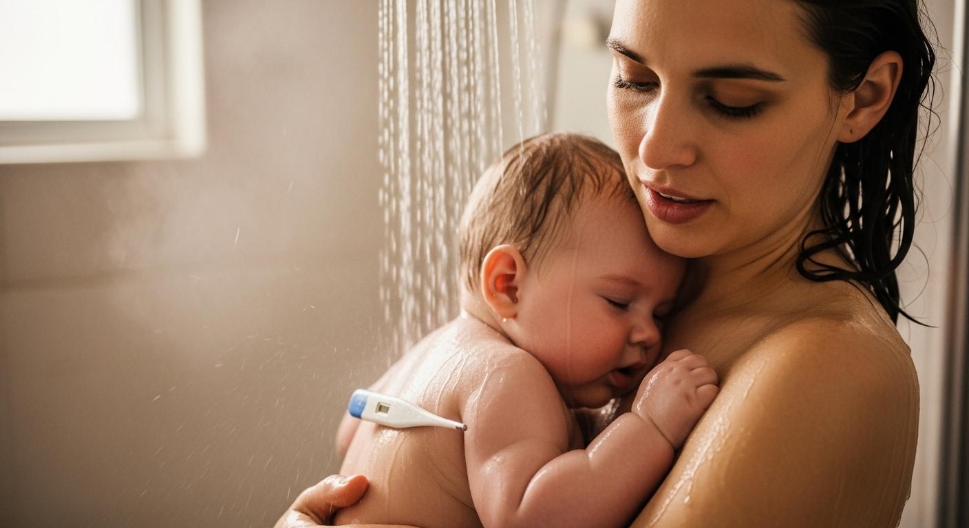 아기 열날때 샤워