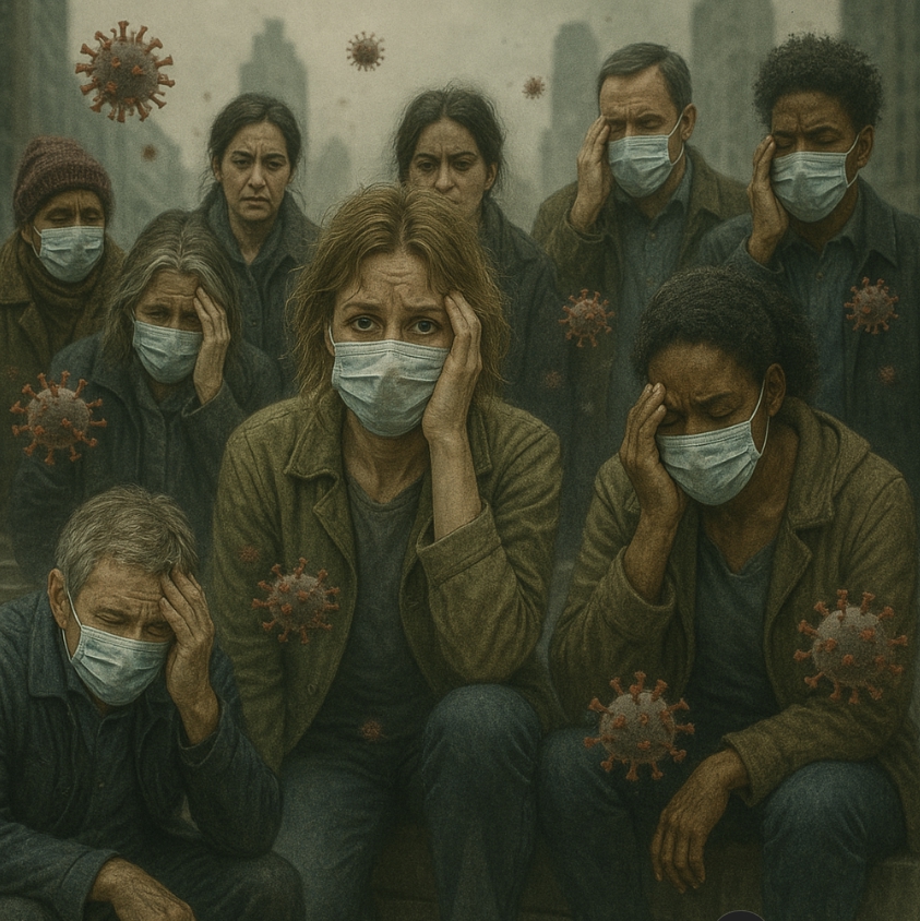 코로나 유행으로 고통받는 사람들 사진