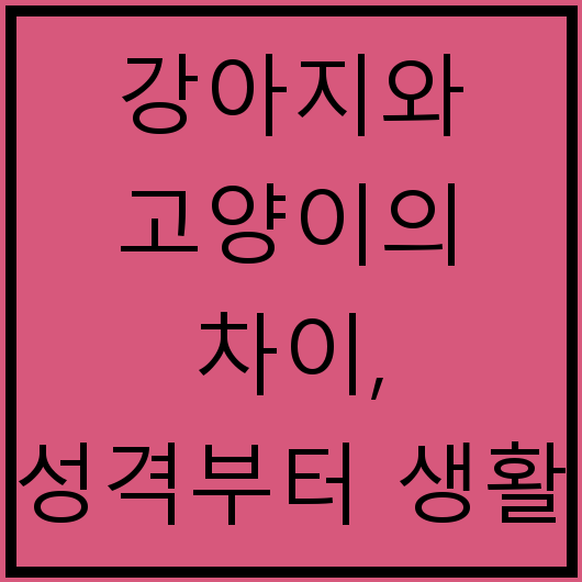 강아지와 고양이의 차이, 성격부터 생활 습관까지 비교
