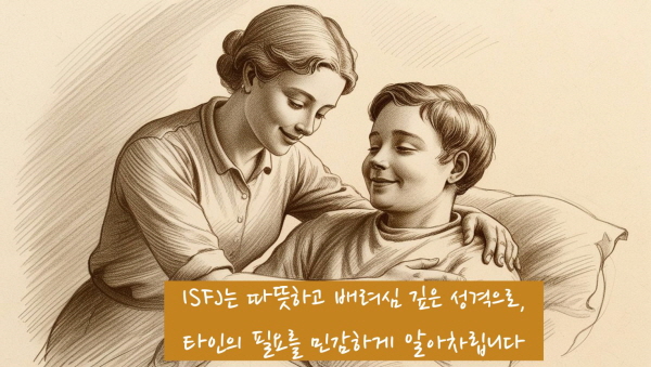 ISFJ는 따뜻하고 배려심 깊은 성격으로, 타인의 필요를 민감하게 알아차립니다에 관한 그림