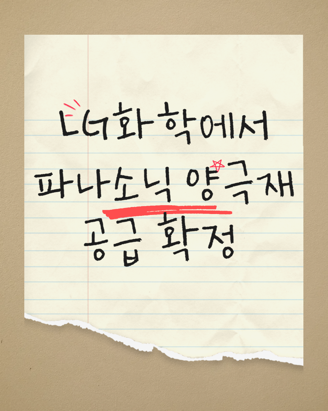 LG화학에서 파나소닉 양극재를 공급하는 것으로 확정