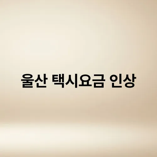 울산 택시요금 인상