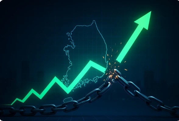 오버행 해소를 상징하는 끊어진 쇠사슬 이미지