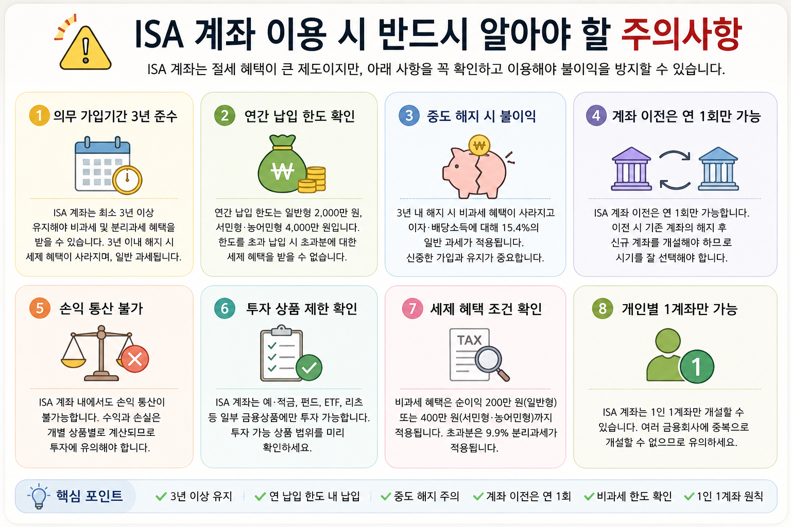 ISA 계좌 이용 시 반드시 알아야 할 주의사항