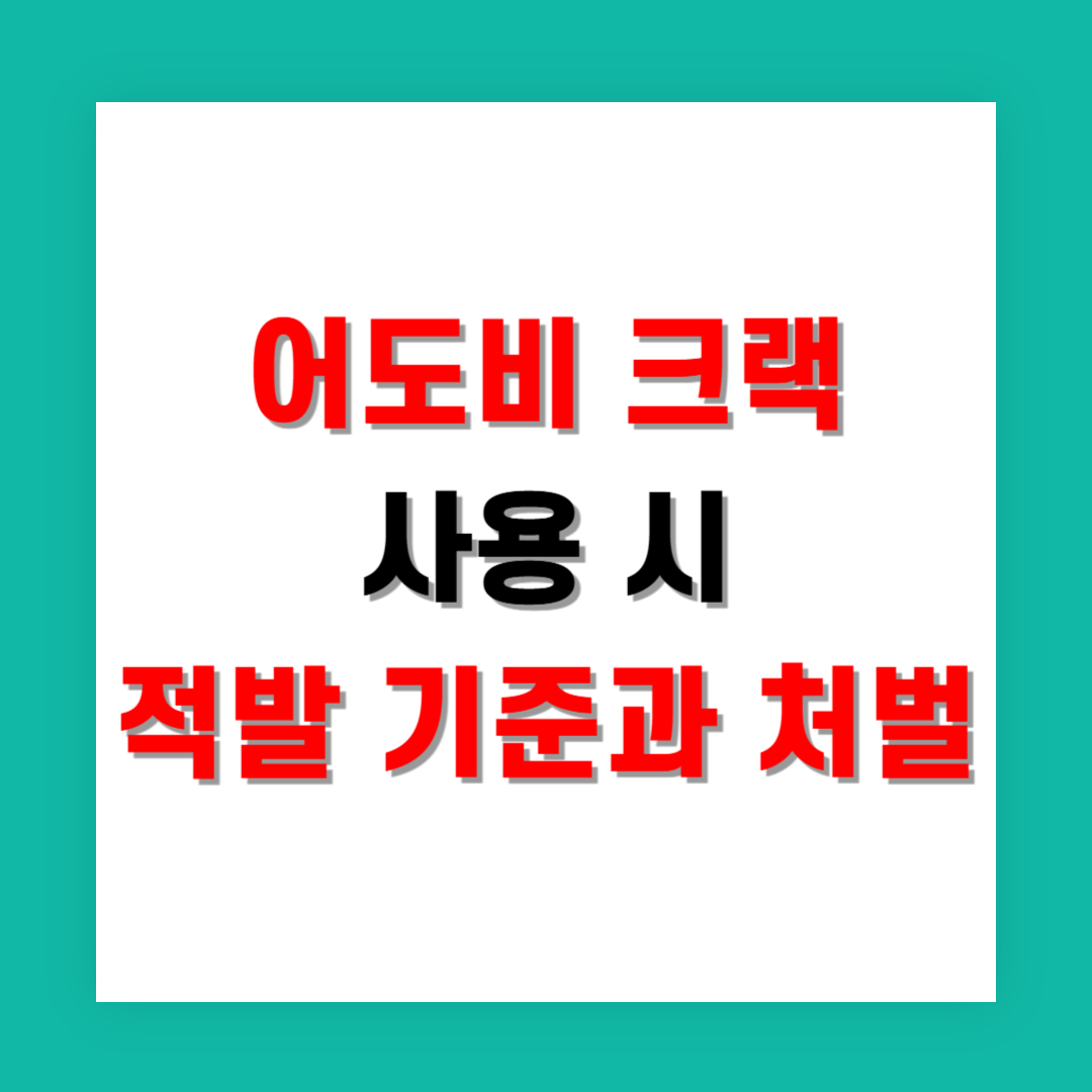 어도비 크랙 사용 시 적발 기준과 처벌