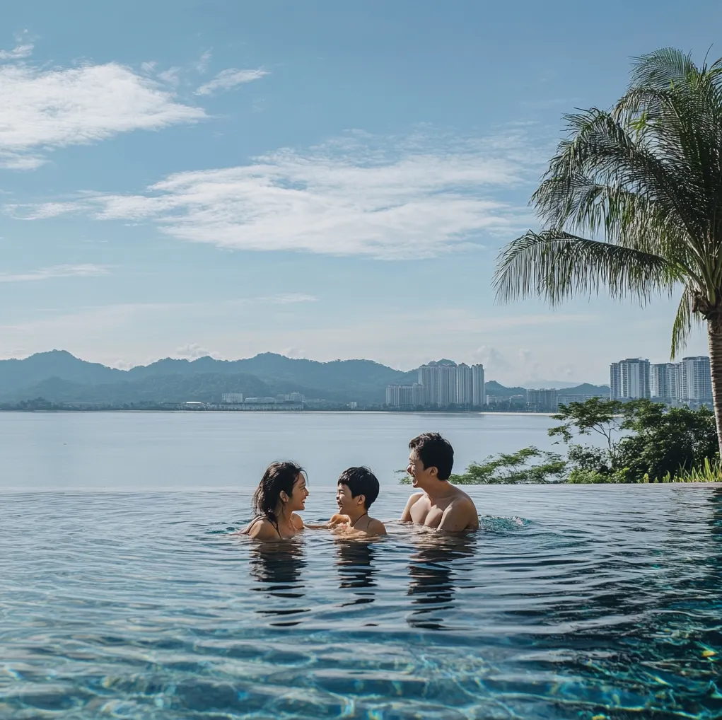 코타키나발루-수영장에서-수영하는-한국가족-09