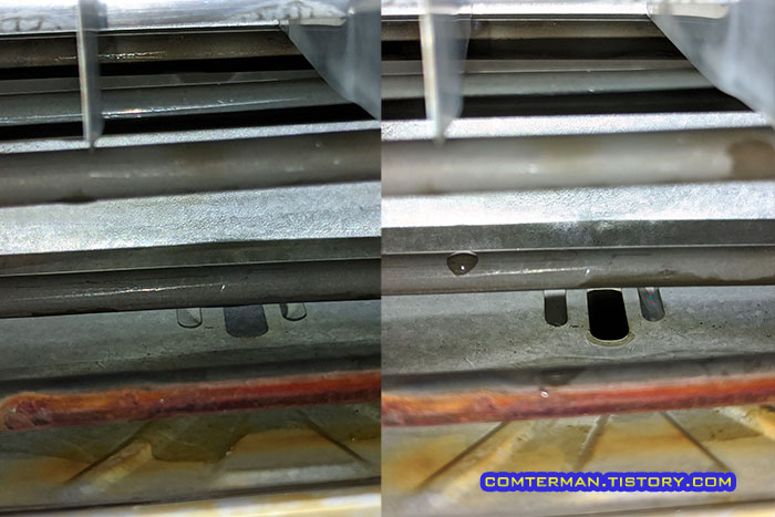 냉동실 배수구 해동 전후