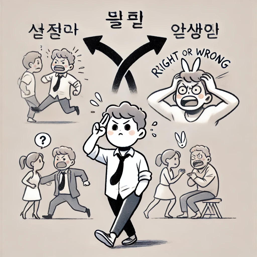 불문곡직 (不問曲直) 상황에 상관없이 옳고 그름을 따지지 않는 자세
