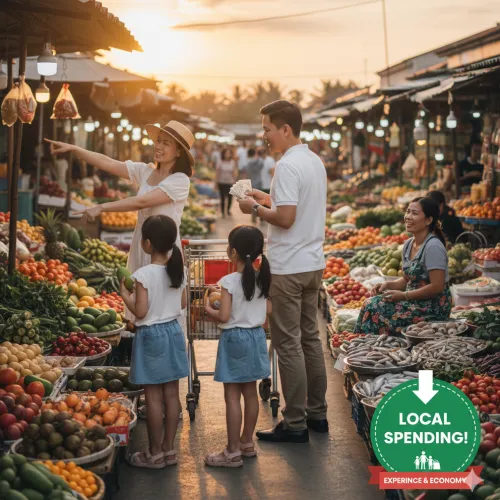 Phu Quoc local market-happy family using Vietnam Dong-푸꾸옥 야시장 모습