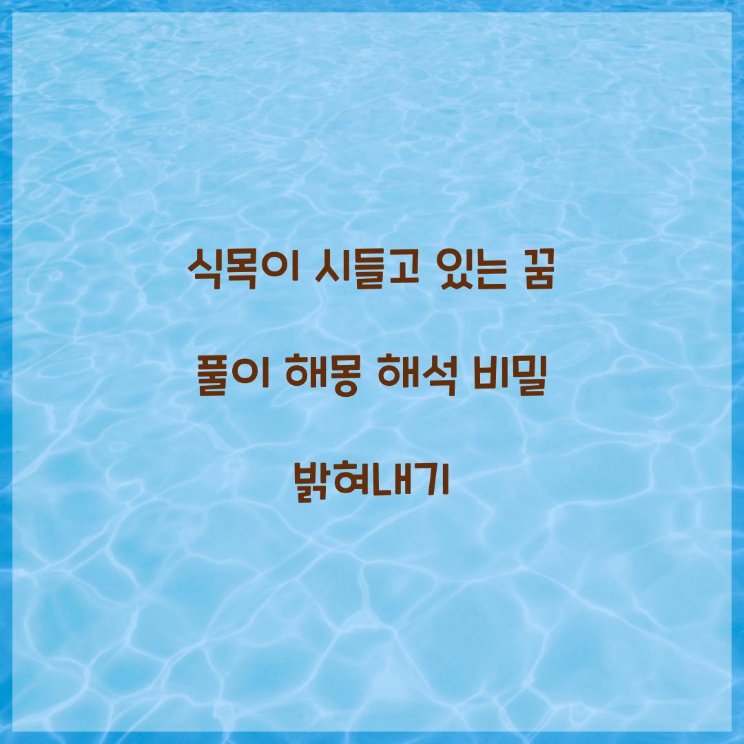 식목이 시들고 있는 꿈 풀이 해몽 해석