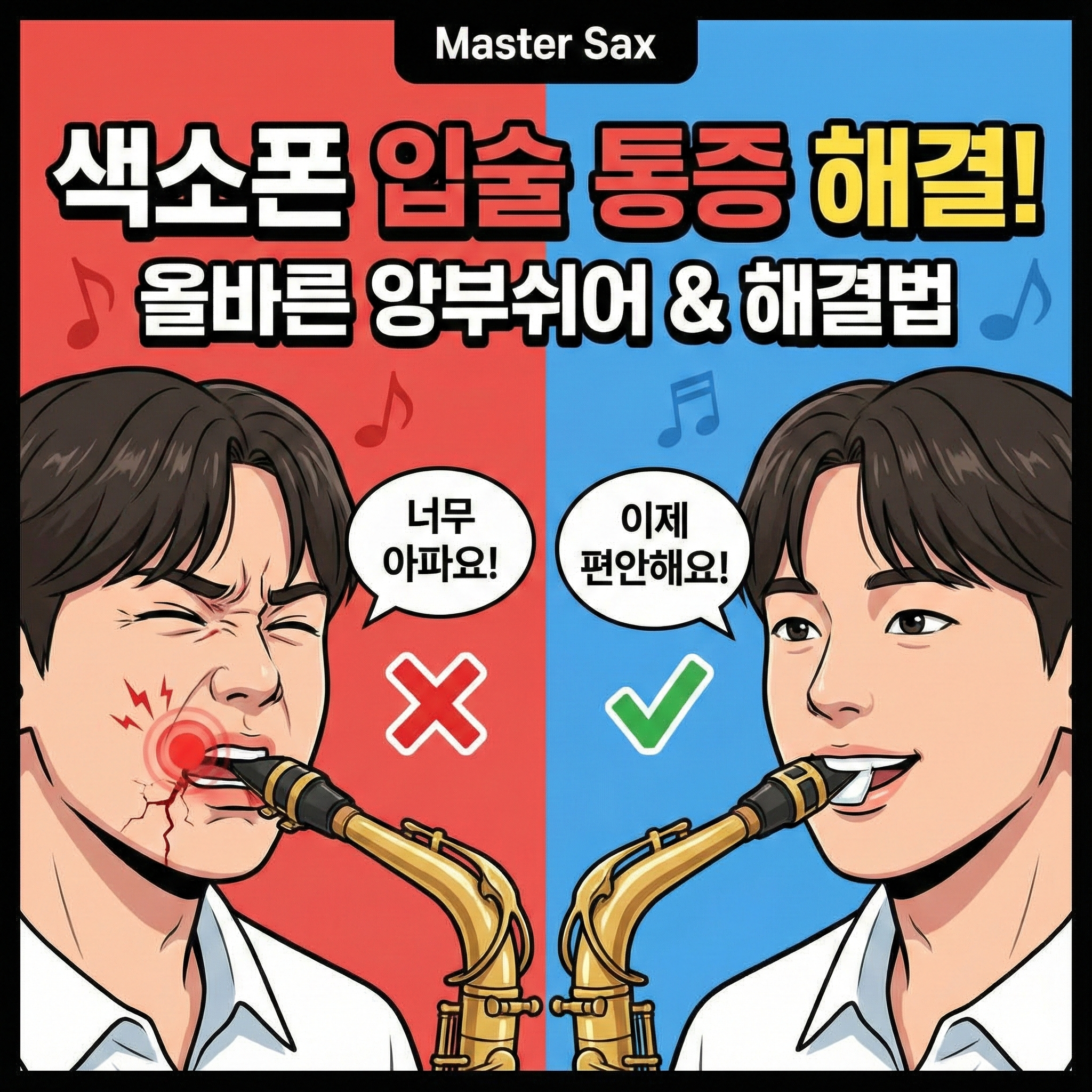 색소폰 입술 통증 해결법