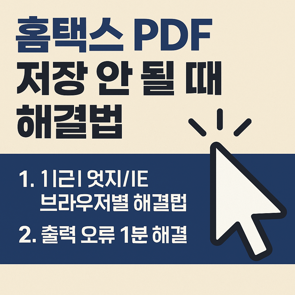 <p style="display:none;">
1. 홈택스 PDF 저장 안 될 때
2. 크롬/엣지/IE 브라우저별 해결법
3. 출력 오류 1분 해결
</p>