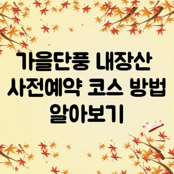 가을단푼-내장산-사전예약-코스-방법-알아보기