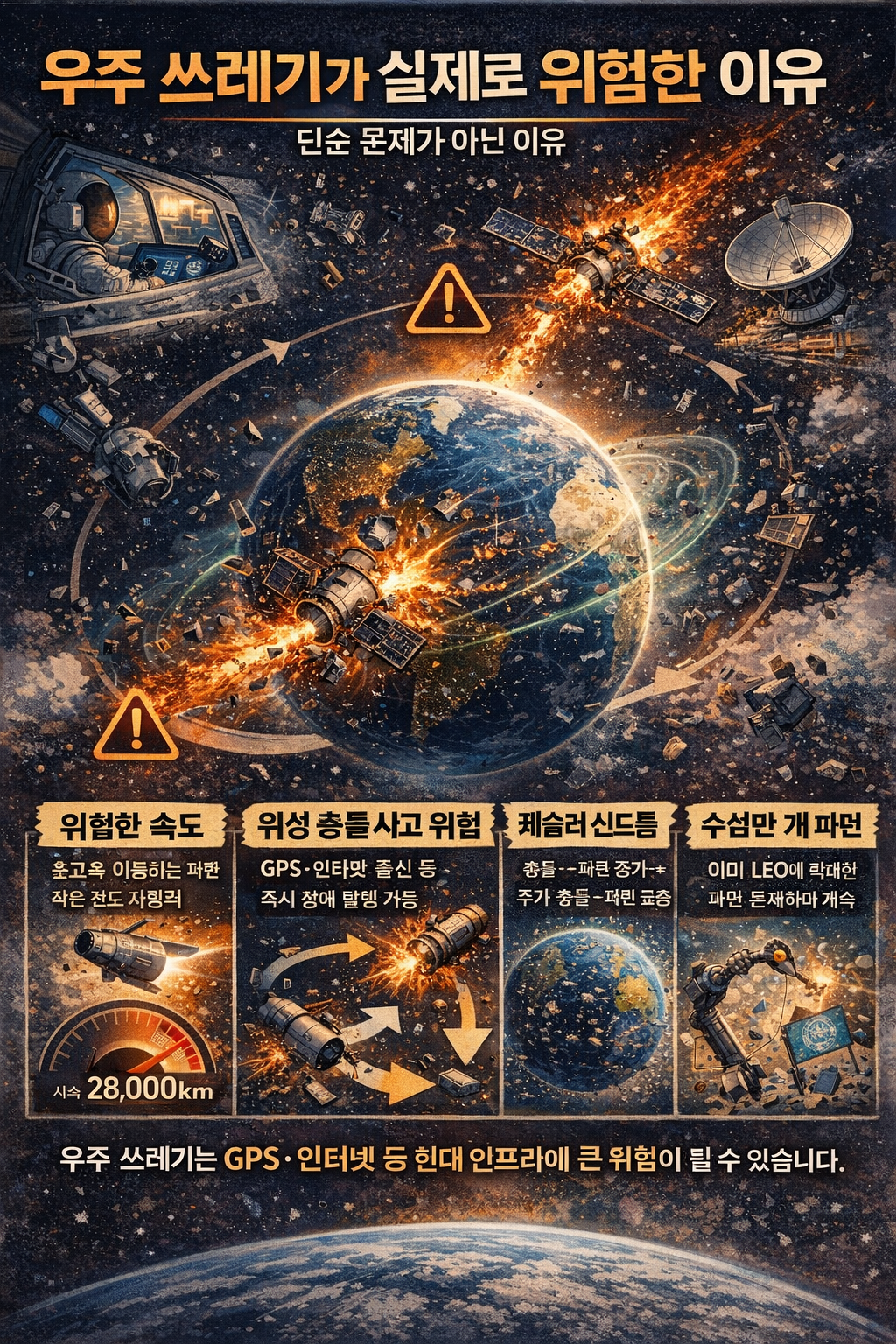 우주 쓰레기가 실제로 위험한 이유 (위성 충돌·GPS 장애 현실)