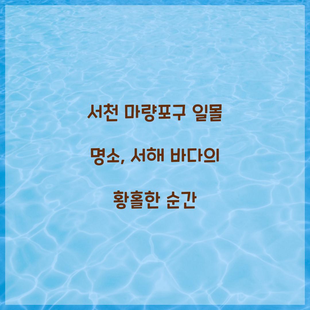 서천 마량포구 일몰 명소