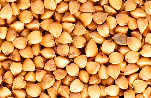 연갈색의 메밀들이 수북하게 쌓여있다.