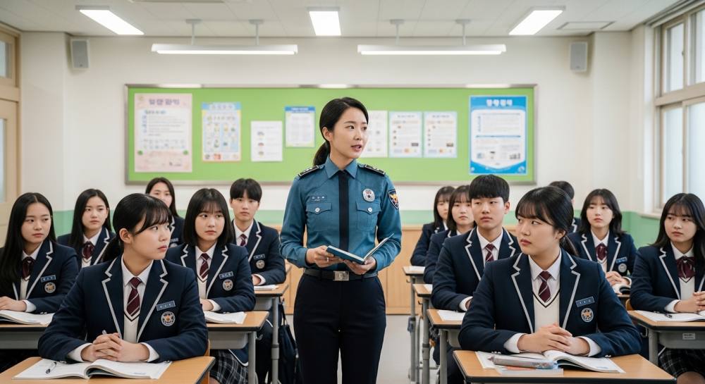 고등학교에 경찰 출동한 사진