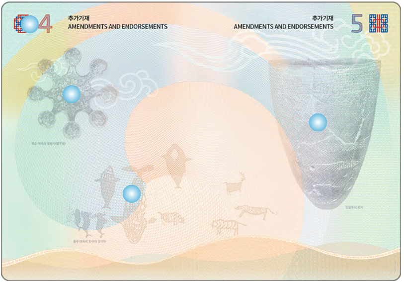 여권 재발급 온라인 신청 방법, 준비물, 비용과 관련된 여권의 내부 사증면 사진