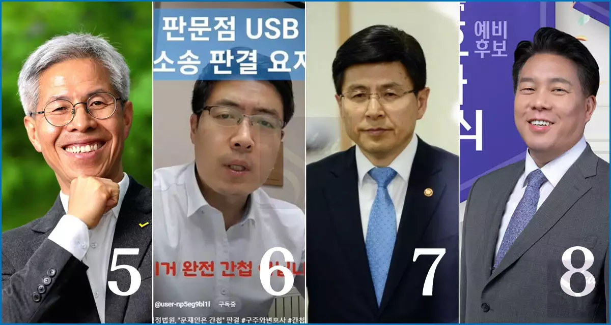 대선 후보 5번~8번