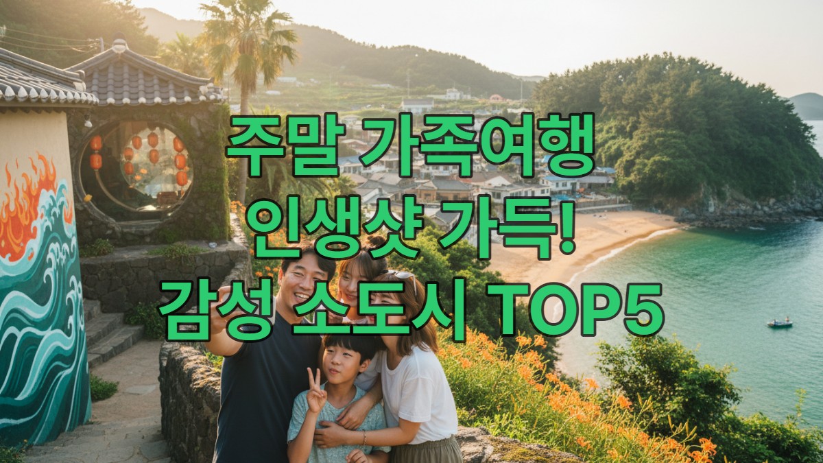 MZ세대와 가족이 함께 즐기는 인스타그래머블 소도시 주말 여행의 행복한 순간을 담은 사진. 활기찬 분위기 속에서 가족이 함께 아름다운 풍경을 배경으로 사진을 찍거나, 지역 특색이 있는 장소에서 즐거운 시간을 보내는 모습.