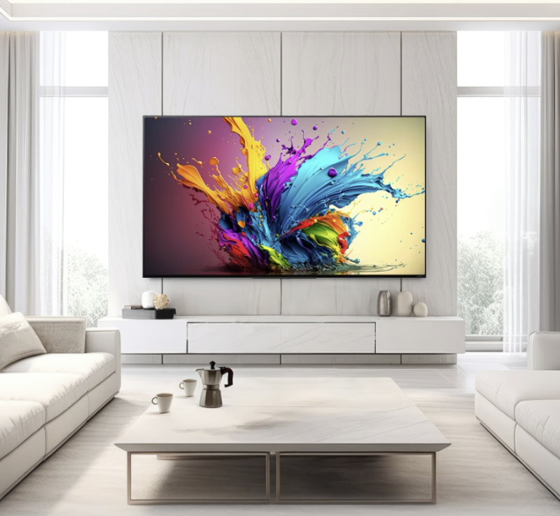 LG TV가 벽에 설치되어 있는 모습