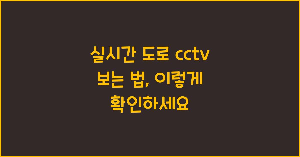실시간 도로 cctv 보는 법