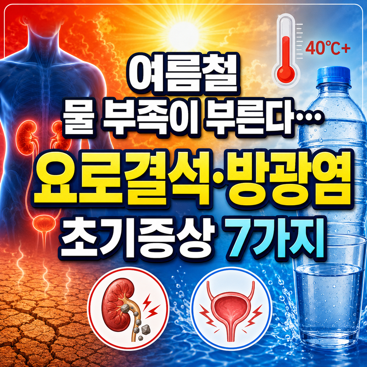 폭염으로 수분이 부족할 때 나타나는 요로결석과 방광염 증상 및 여름철 예방법