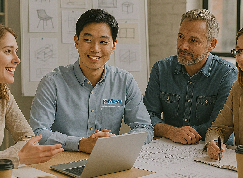 K-Move 프로그램을 통해 프랑스 디자인 회사에서 근무중인 한국 청년의 모습