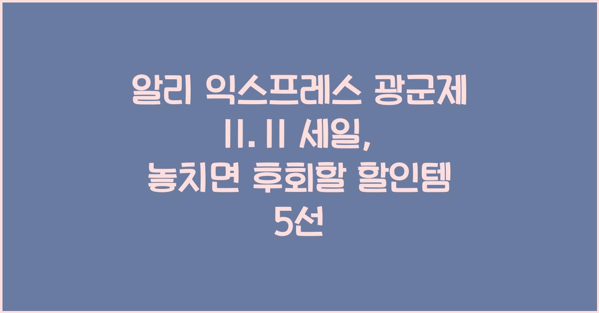 알리 익스프레스 광군제 11.11 세일