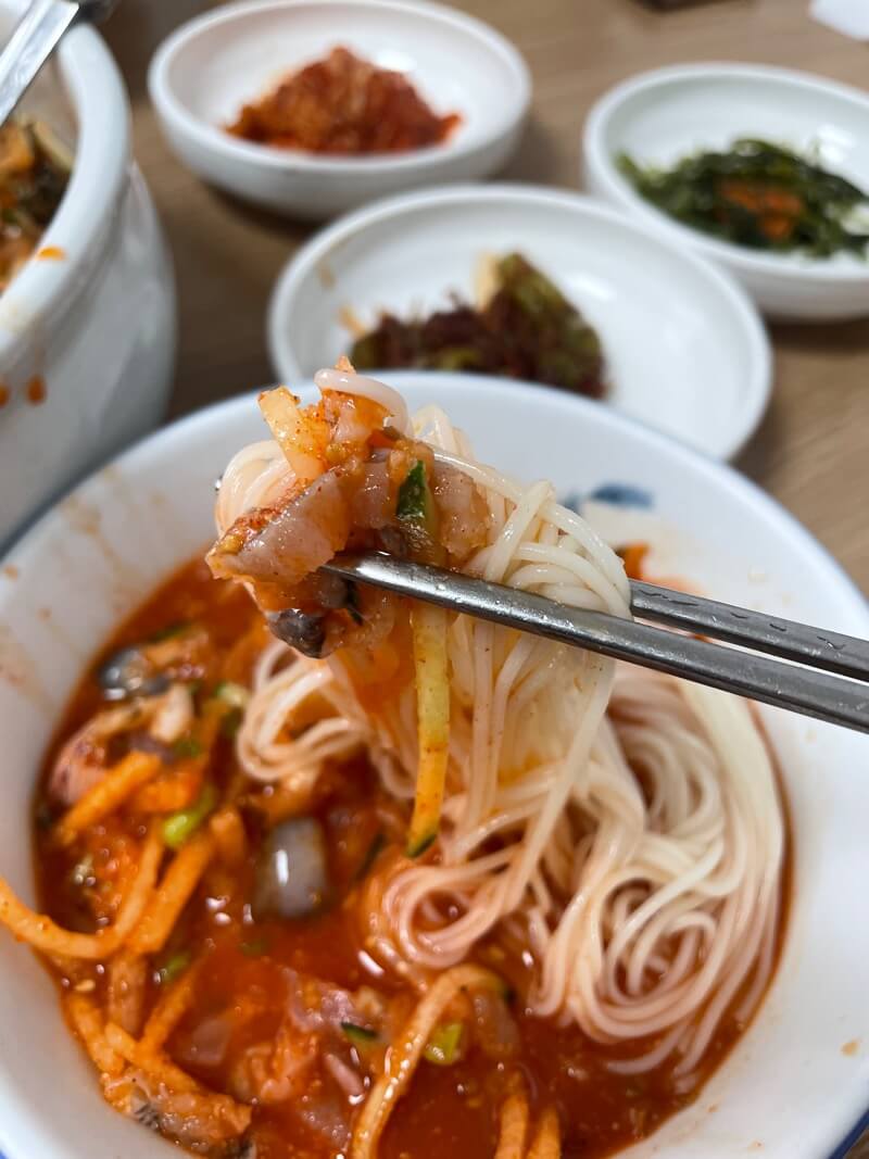 연일물회 소면 추가