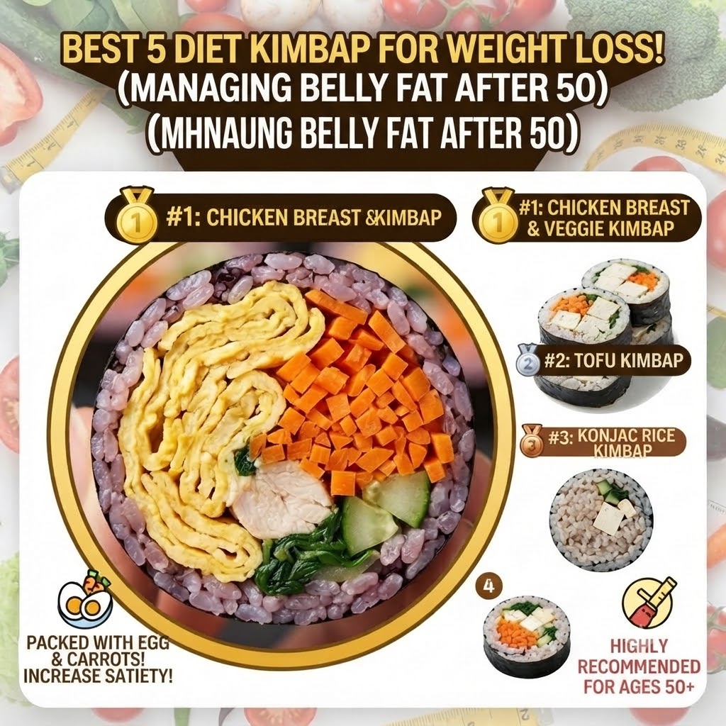Best diet kimbap guide for belly fat management in your 50s - Infographic card news