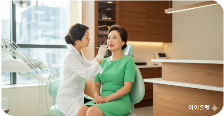 치과 검진을 받는 중년 여성