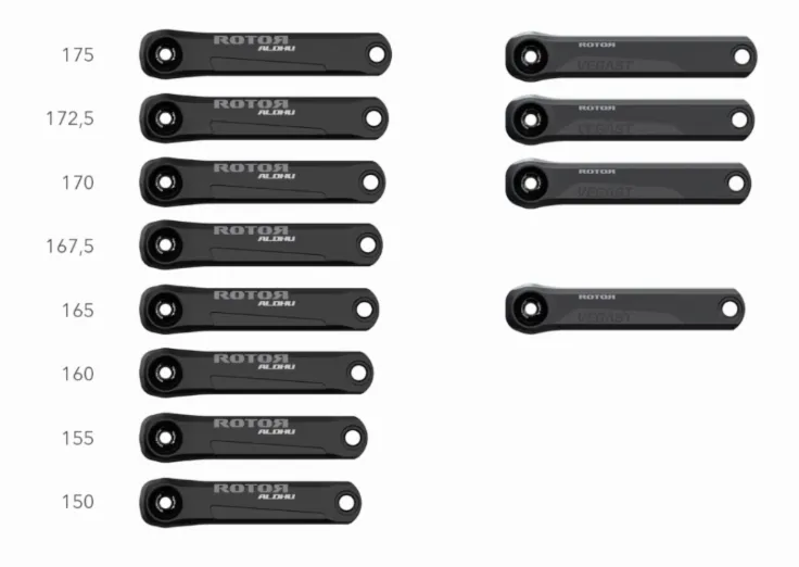 다양한 크랭크암 길이 옵션 비교 이미지