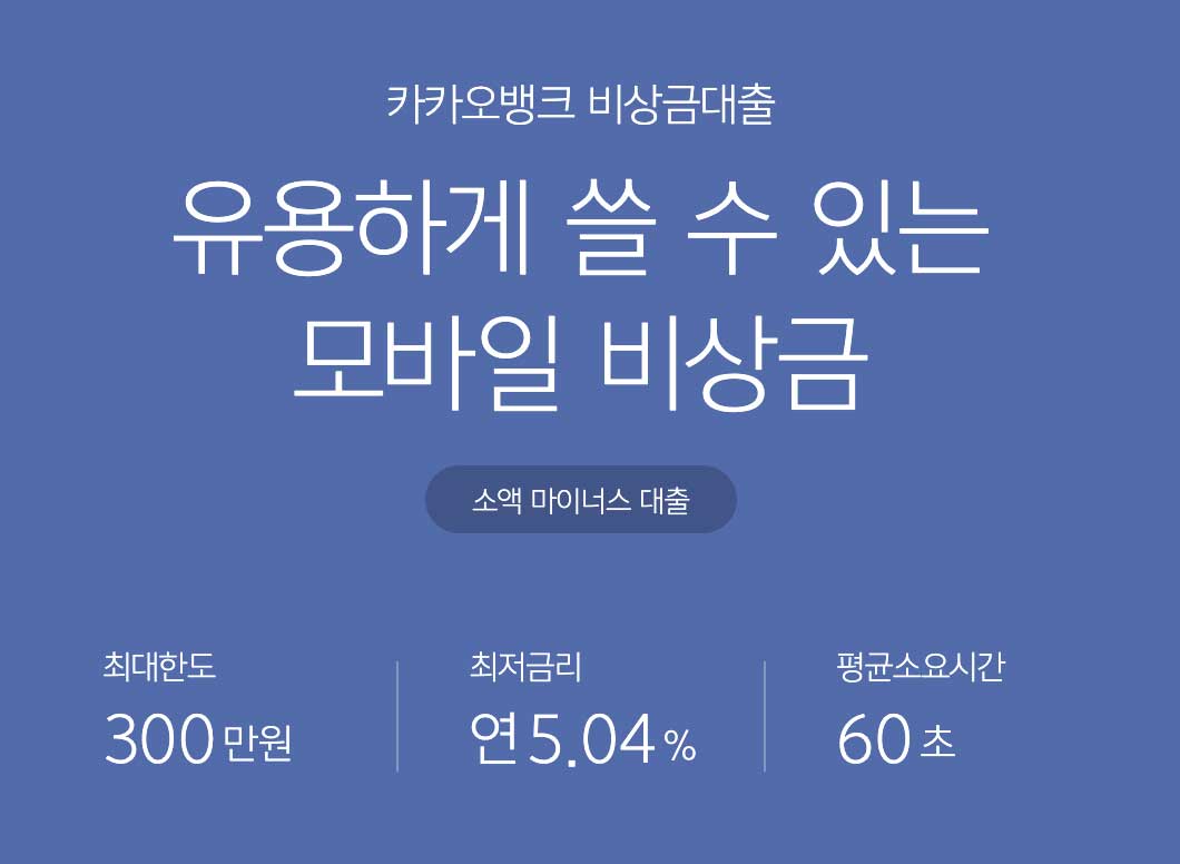 65세 이상 노인들이 급하게 돈을 얻을 수 있는 비상금대출인 카카오 비상금대출