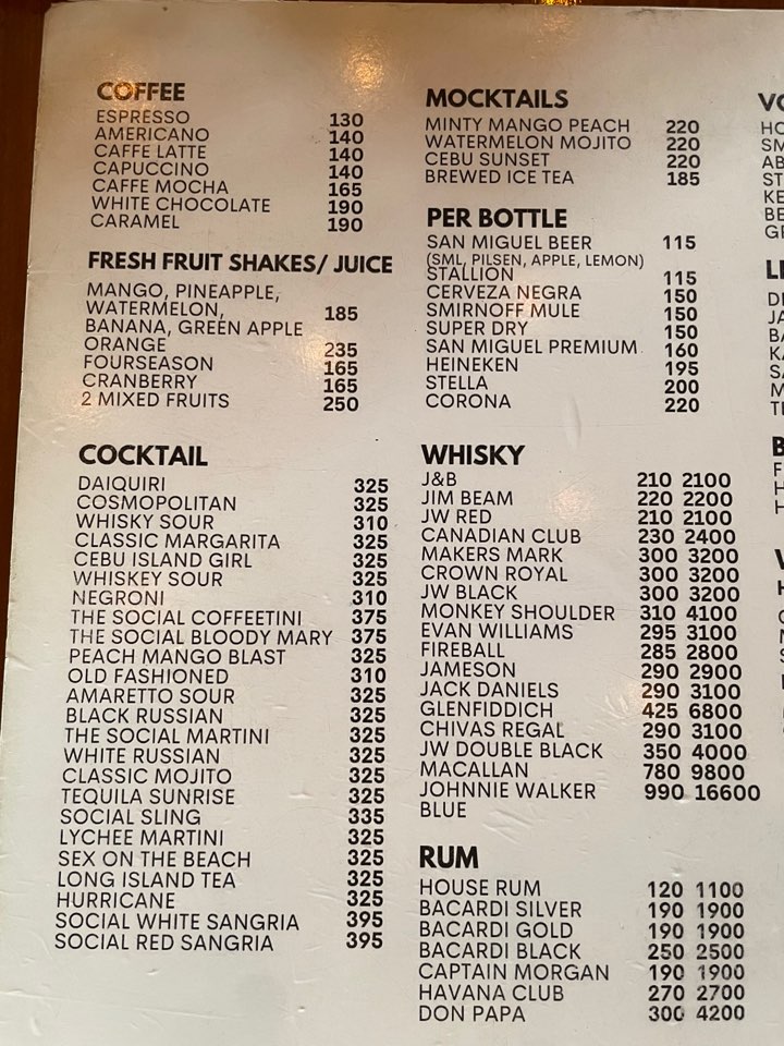 세부-맛집-메뉴판