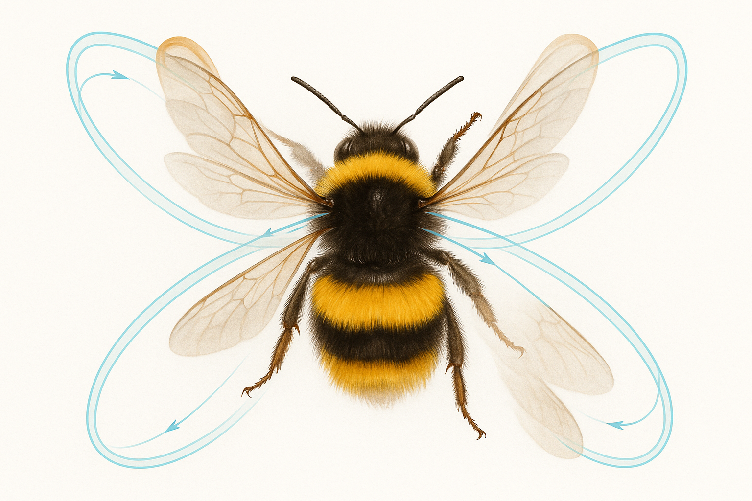 호박벌의 날개짓에 대한 대략적인 참조 일러스트