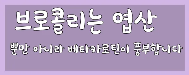  브로콜리는 엽산 뿐만 아니라 베타카로틴이 풍부합니다