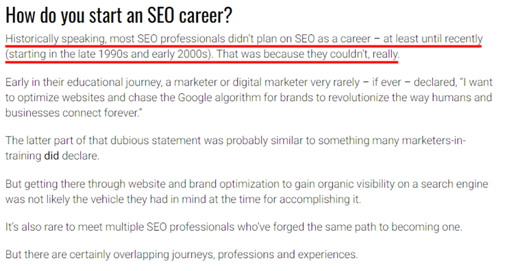 SEO 경력 소개 이미지