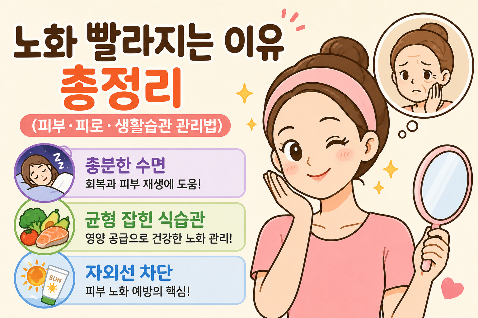 노화 빨라지는 이유 총정리 (피부·피로·생활습관 관리법) -사진-