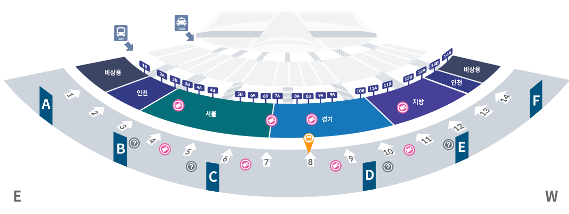인천공항에서 미사강변2차푸르지오.센트리버 리무진 공항버스(8849번) 제 1여객터미널 타는 곳