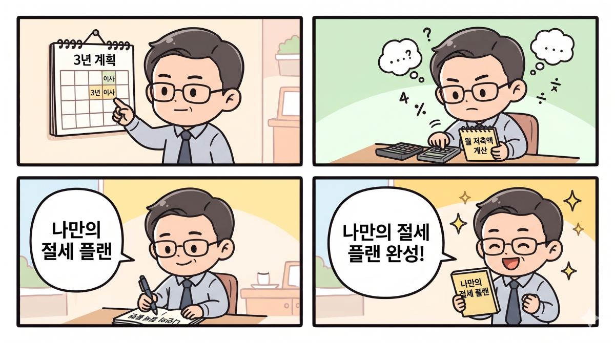 나만의 현금 흐름 기준에 맞춰 최적의 절세 플랜을 완성하는 4컷 만화