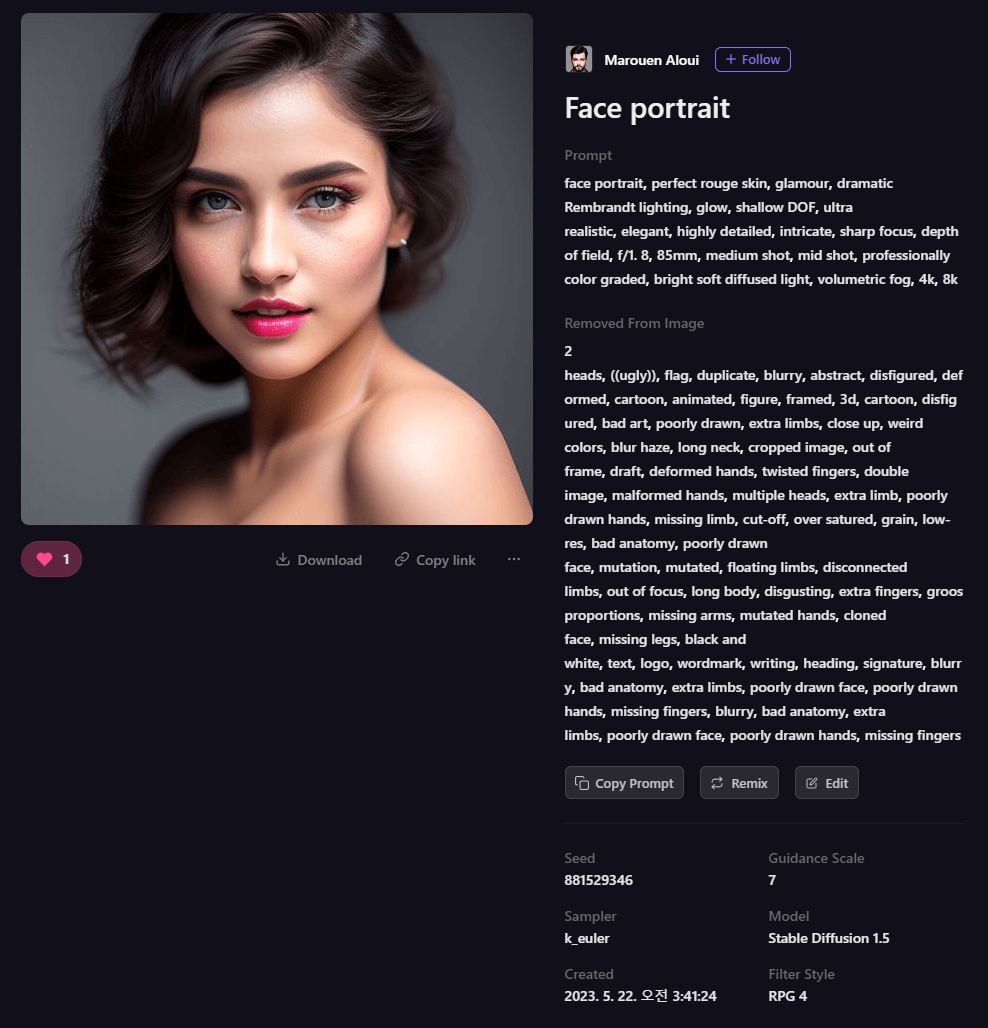 Playground AI 그림 - 미녀 모델