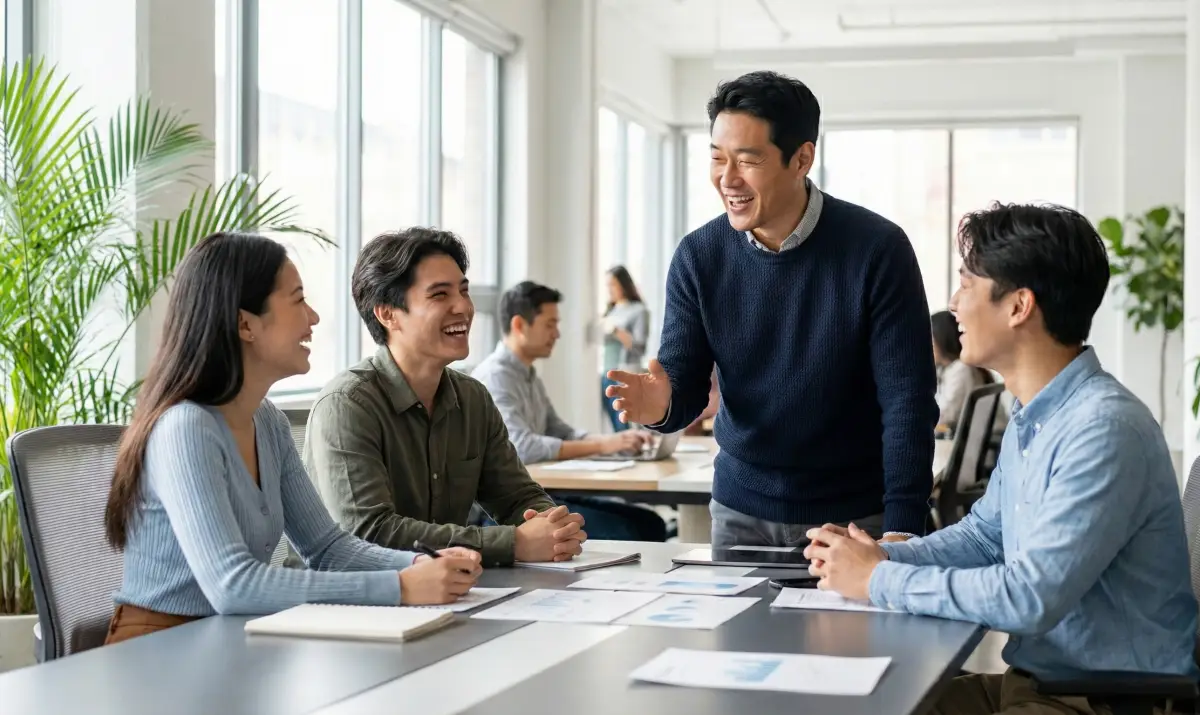 꼰대 문화를 거부하고 젊은 세대와 수평적으로 소통하려는 영포티의 모습